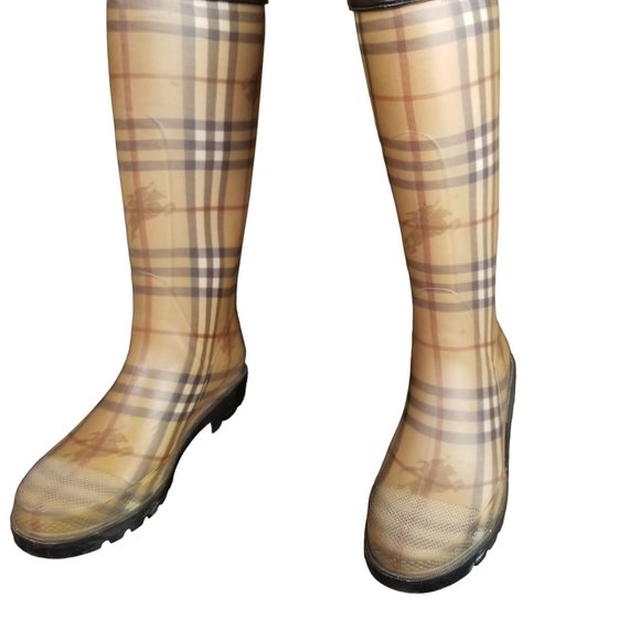 Burberry Haymarket Check Pattern Rubber Rain Boots size 9.5 womens - Picture 4 of 12